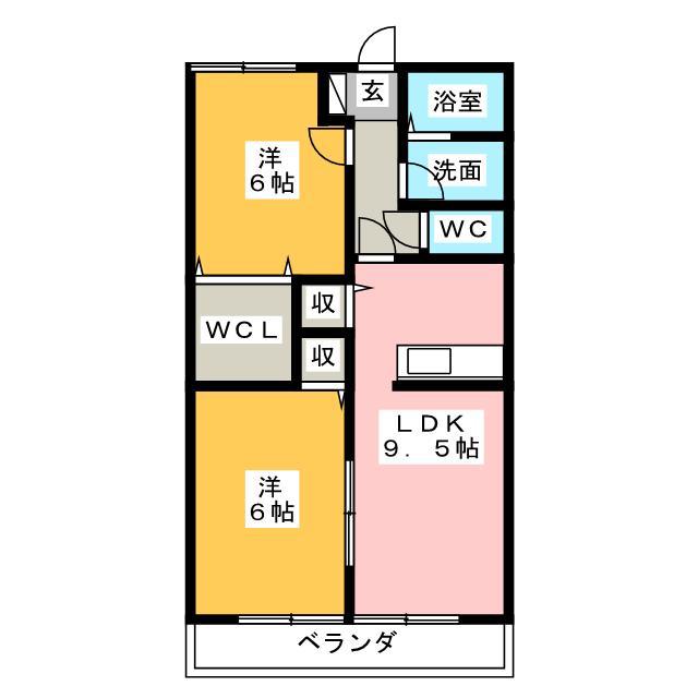サニーコートYAMADA A棟(2LDK/1階)の間取り写真