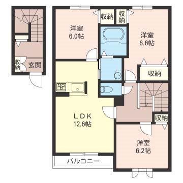 桜ヴィレッジ B(3LDK/2階)の間取り写真