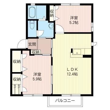 T.SハイツD(2LDK/2階)の間取り写真
