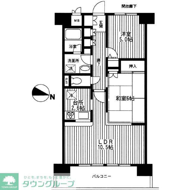プリムベール南浦和(2LDK/4階)の間取り写真