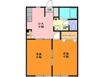 タウンコート西幸(2DK/2階)の間取り写真