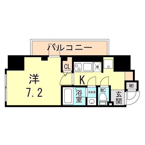 アプリーレ三宮イースト(1K/3階)の間取り写真