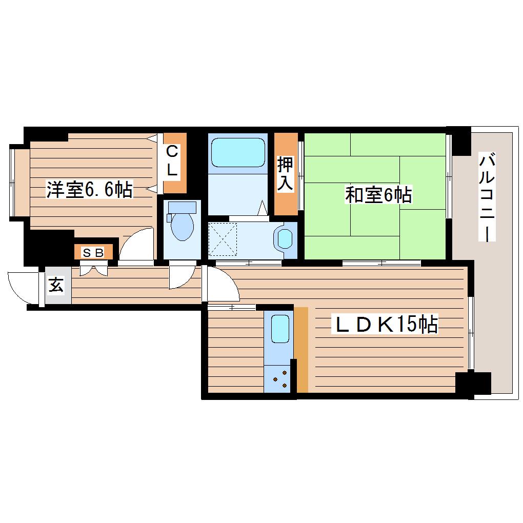 ラシール仙台(2LDK/10階)の間取り写真