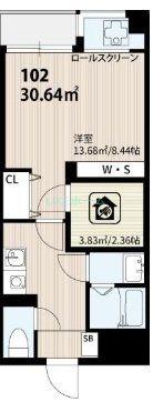 SKビル拾四番館(ワンルーム/4階)の間取り写真