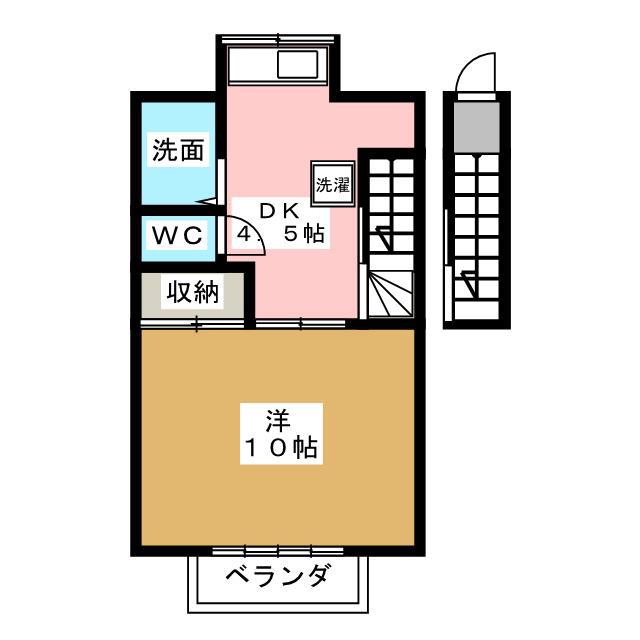 カワクボハイツ A(1K/2階)の間取り写真