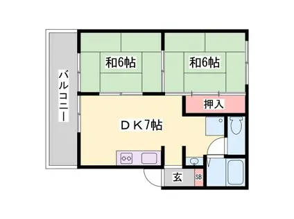 シャトー大半田 I棟(2DK/1階)の間取り写真