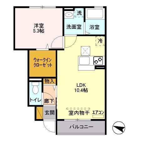 エルミタージュIII(1LDK/1階)の間取り写真