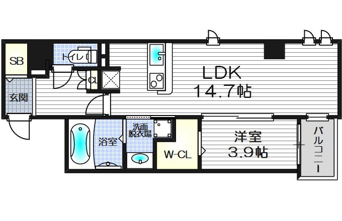 YS COURT東梅田(1LDK/14階)の間取り写真