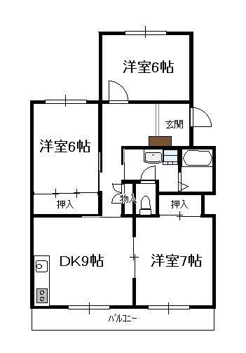 ジョイ檍(3LDK/2階)の間取り写真