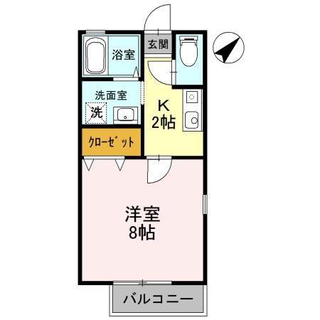 アメニティ(1K/2階)の間取り写真