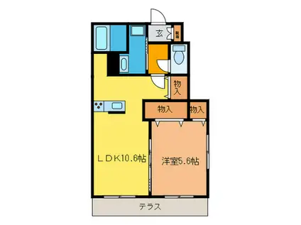 シャルム宝塚(1LDK/1階)の間取り写真