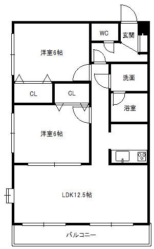 アーバンコートS20(2LDK/3階)の間取り写真