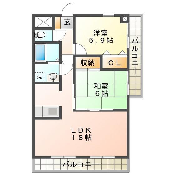 シティフラット中村(2LDK/2階)の間取り写真