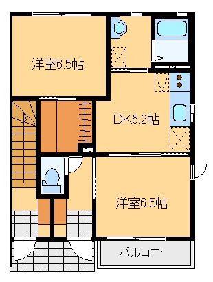 ボナール千吉良E(2DK/1階)の間取り写真