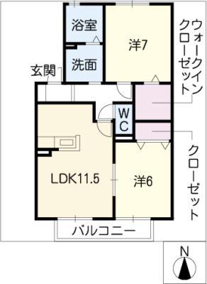 セピアコートII(2LDK/2階)の間取り写真