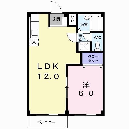ドミールT・T(1LDK/2階)の間取り写真