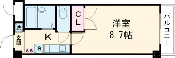 クレスト草津(1K/10階)の間取り写真