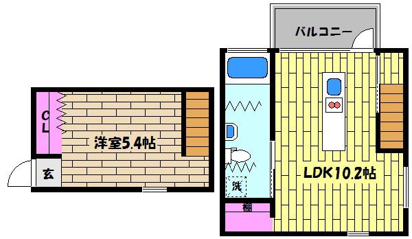 BILUCE(1LDK/2階)の間取り写真