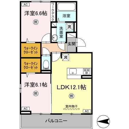 トレス下富野(2LDK/1階)の間取り写真