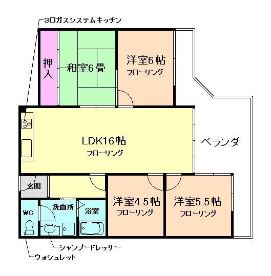 メゾンドゥアテリア(4LDK/2階)の間取り写真