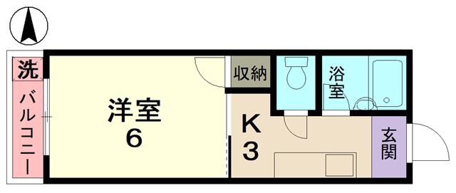 フリーデンハイム平和(1K/2階)の間取り写真