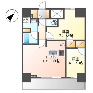 S-RESIDENCE名古屋菊井ALINE(2LDK/14階)の間取り写真