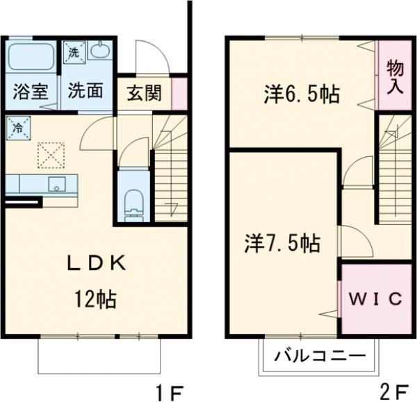 ローズコート A/B(2LDK/2階)の間取り写真