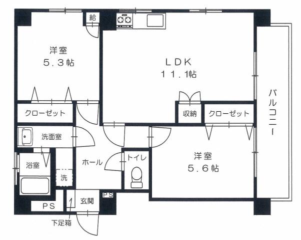 スペンドーレI(2LDK/3階)の間取り写真