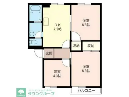 エクレール(3DK/2階)の間取り写真