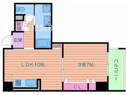 グランルージュ城東(1LDK/3階)の間取り写真