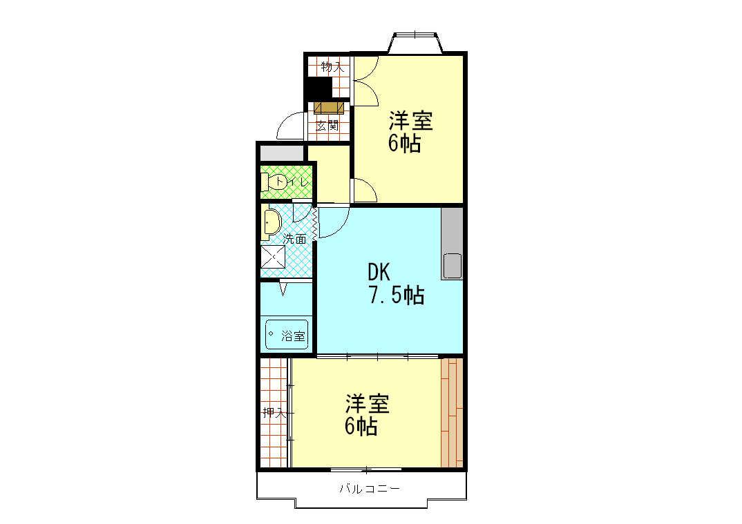 松月マンション(2LDK/2階)の間取り写真