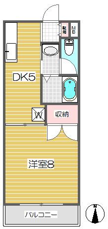 サンメゾン(1DK/1階)の間取り写真