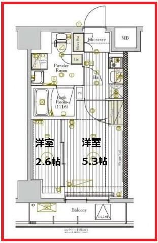 ミライズ新小岩マーロ(2K/6階)の間取り写真