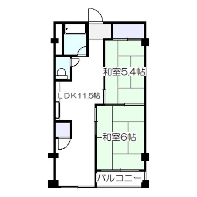 泉ヶ丘コーポラス(2LDK/2階)の間取り写真
