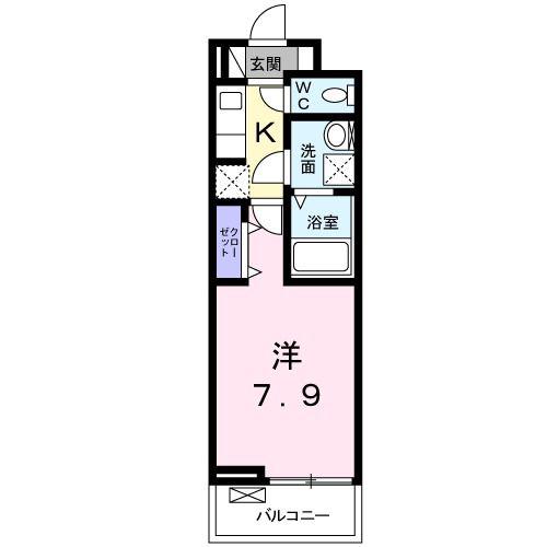 グリンフル多摩(1K/2階)の間取り写真