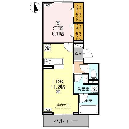 DS阿保(1LDK/2階)の間取り写真