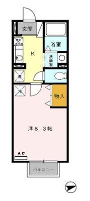 セジュール 中瀬(1K/2階)の間取り写真