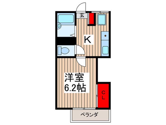 ウッデイヒルズ(1K/2階)の間取り写真