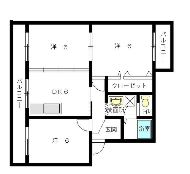 エステート半田山(3DK/3階)の間取り写真