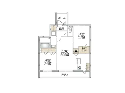 東武東上線 上福岡駅 徒歩14分 2階建 新築(2LDK/1階)の間取り写真