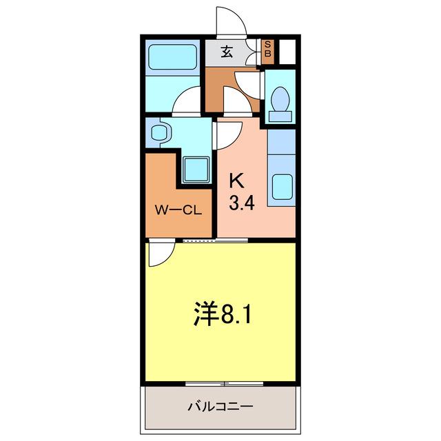 ウィステリア青山(1K/4階)の間取り写真