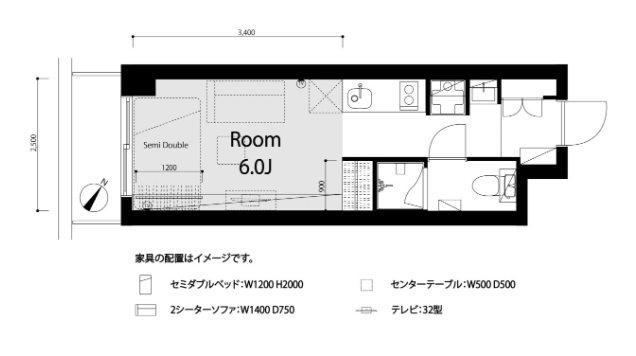 新宿御苑ダイカンプラザ(ワンルーム/11階)の間取り写真
