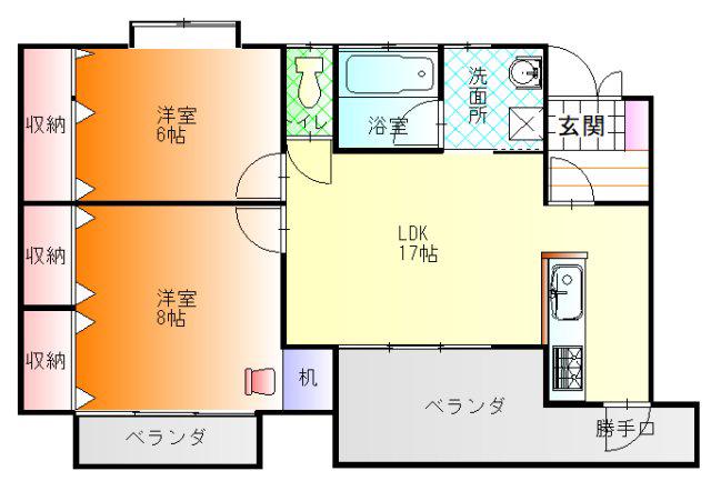 AKIハウス中野 III(2LDK/2階)の間取り写真