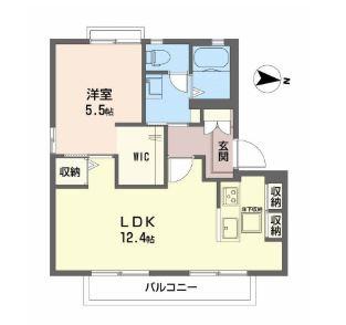 フレグランスASKA E棟(1LDK/1階)の間取り写真