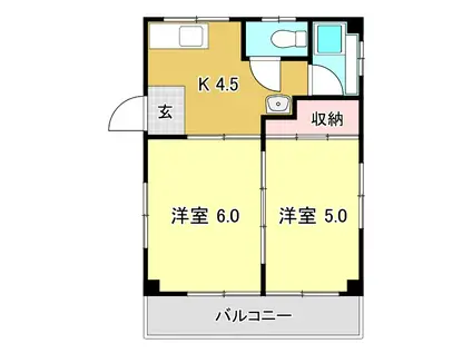 ホームズ第一(2K/4階)の間取り写真