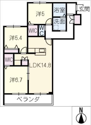 メゾン天白公園東 E棟(3LDK/4階)の間取り写真