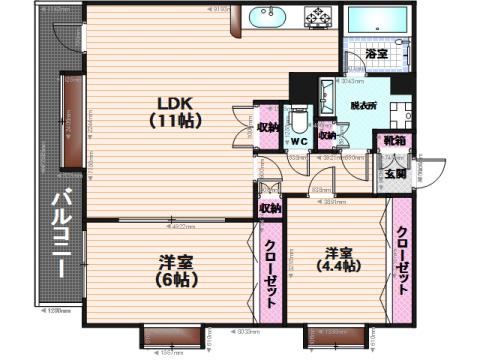 クリエート高宮(2LDK/5階)の間取り写真