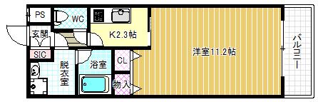 アーバネックス福島(1K/5階)の間取り写真