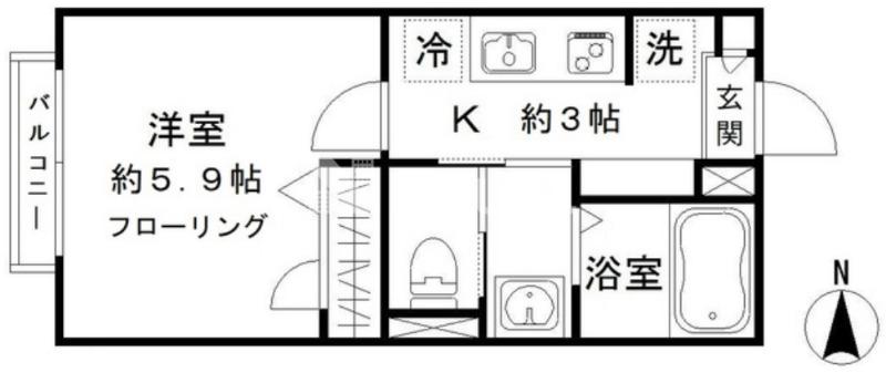 ACコモド(1K/2階)の間取り写真
