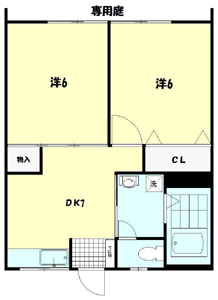 ハイツ東明(2DK/2階)の間取り写真